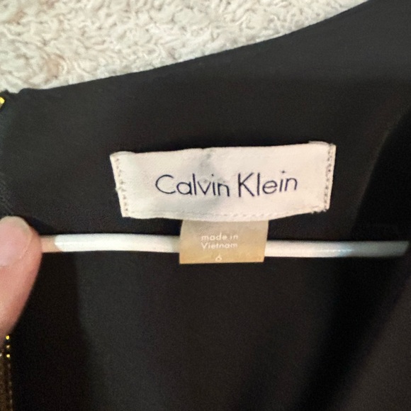 Calvin Klein Black A-Line Dress with V-Neck and Bell Sleeves NWOT - Picture 3 of 13